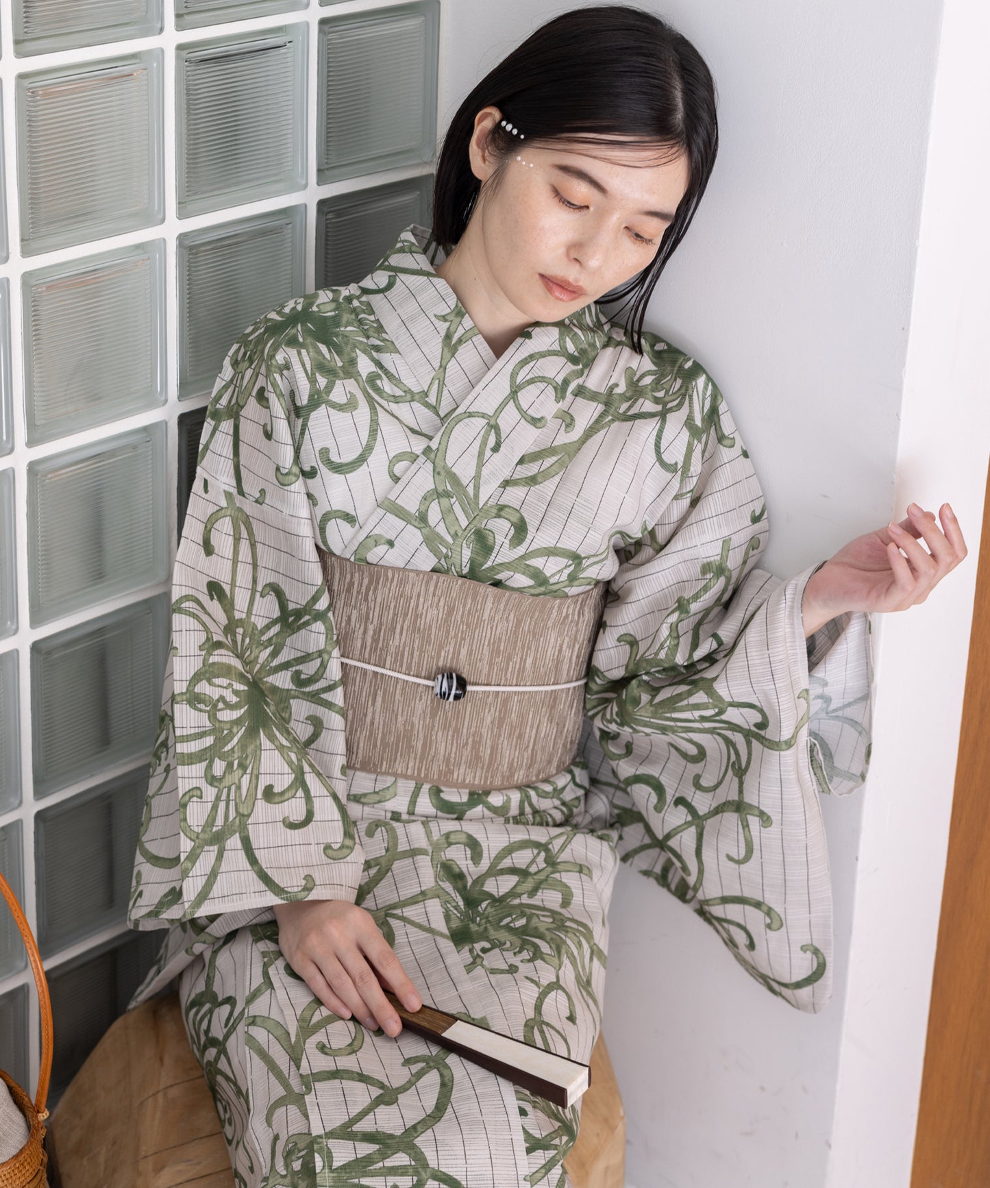 こだわり浴衣5点セット(浴衣/帯/下駄/腰紐/着付け冊子) 綿絽生地 乱絽