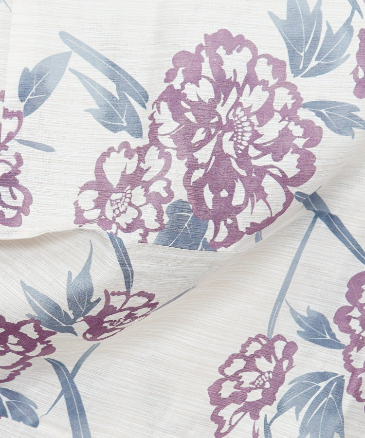 こだわり浴衣 5点セット (浴衣/帯/下駄/腰紐/着付け冊子) 綿麻 牡丹