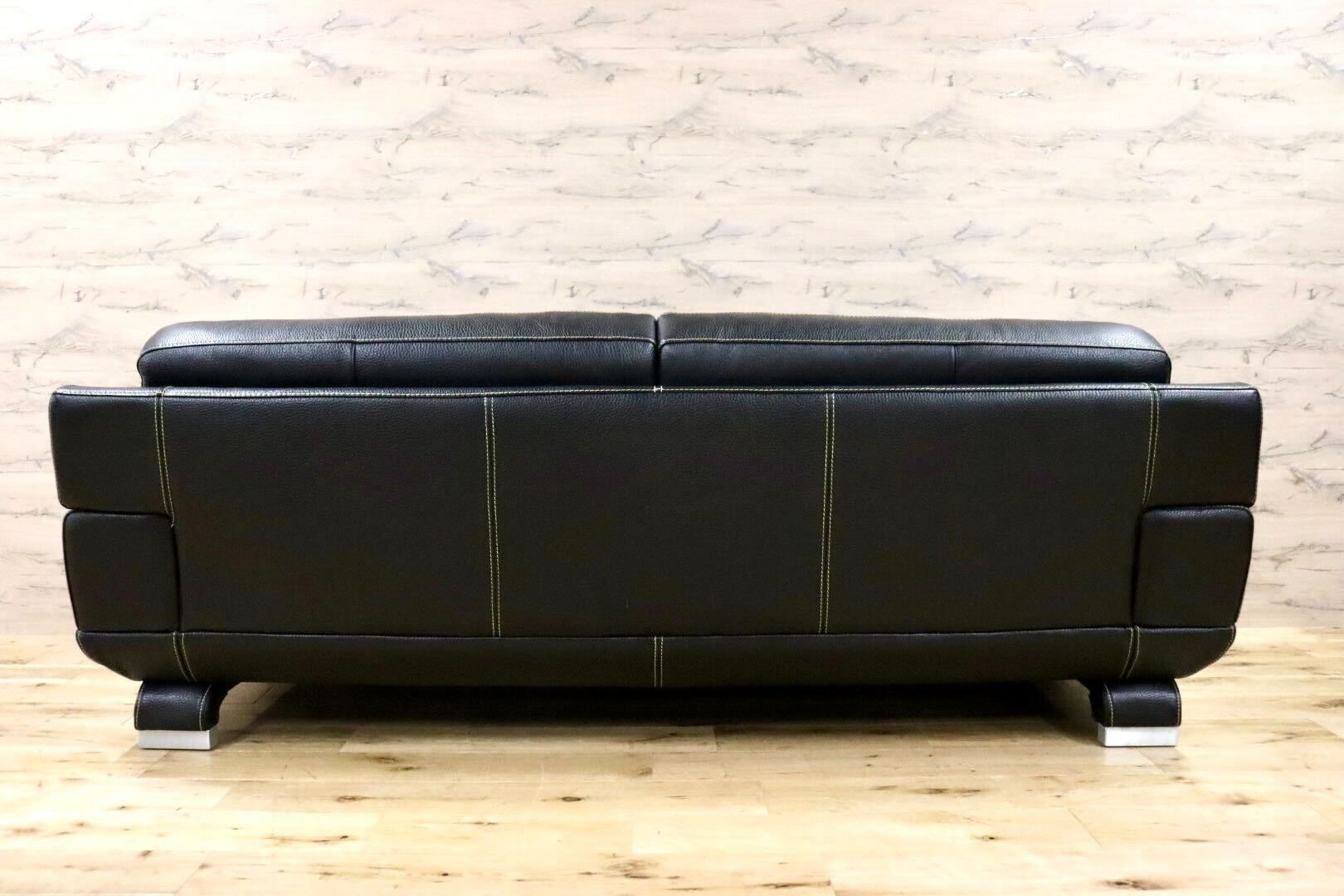 GMGK466○IDC大塚家具 L/S LUXE-01 3人掛けソファ トリプルソファ 黒