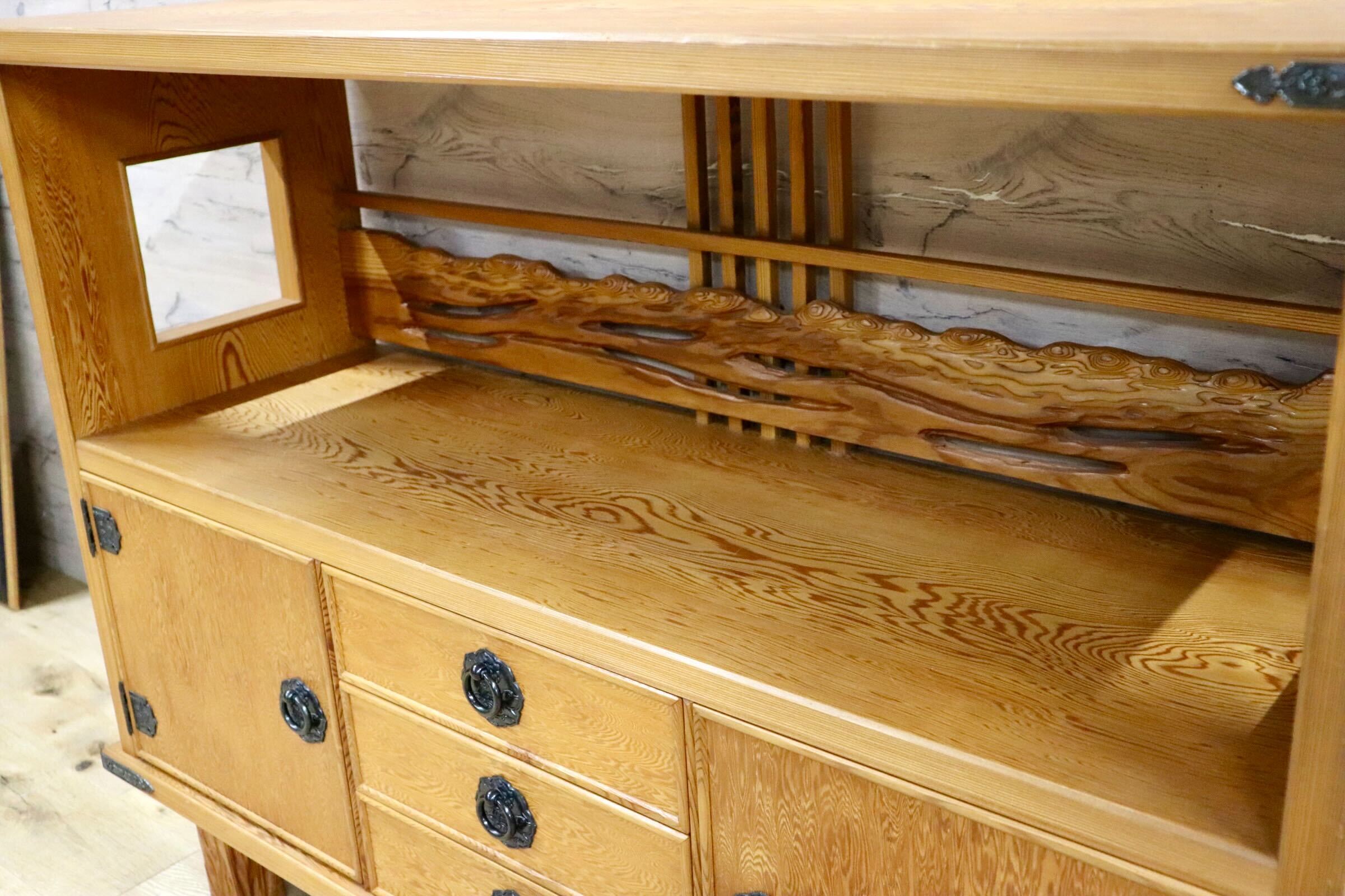 GMHH226A○世界遺産屋久杉 茶棚 飾り棚 茶箪笥 サイドボード リビング