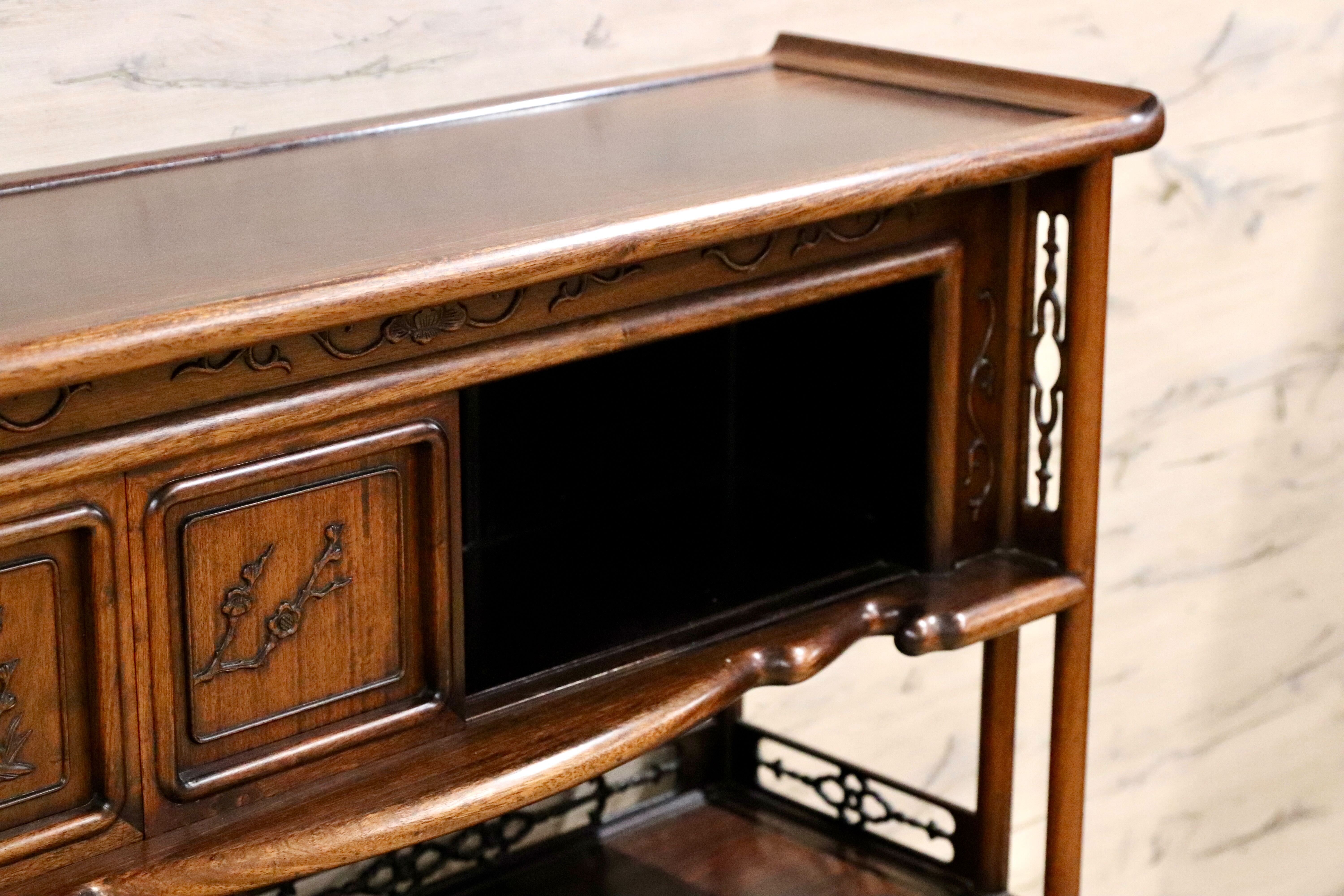 GMGH478○最高級 唐木家具 花梨 茶棚 飾り棚 サイドボード 和家具 和室