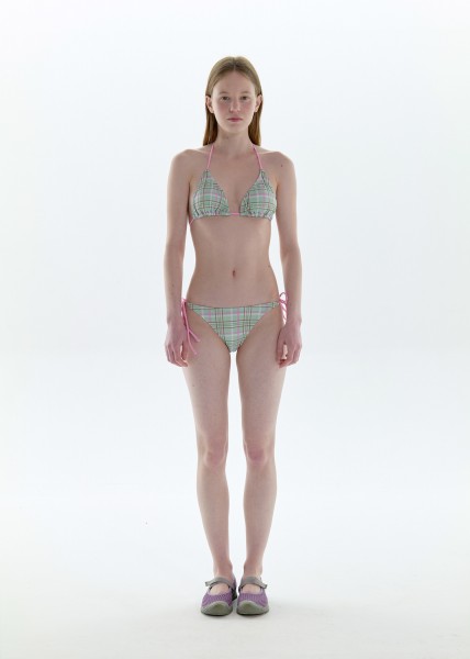 プレイド チェック トライアングル ビキニ_ブルー | PISCESS | HANA(ハナ)