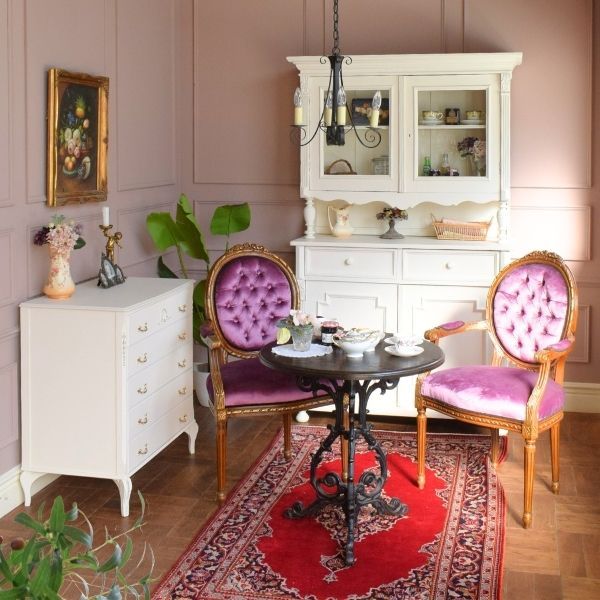 フランスのアンティークチェア、優雅なアーム付きのサロンチェア(q-545