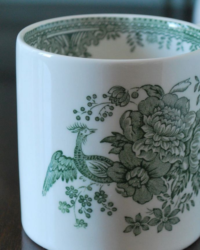 英国バーレイ社の食器、グリーンアジアティックフェザンツのマグカップ