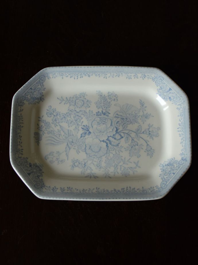 英国輸入雑貨 バーレイ社のスクエアディッシュ25cm(ブルーアジア