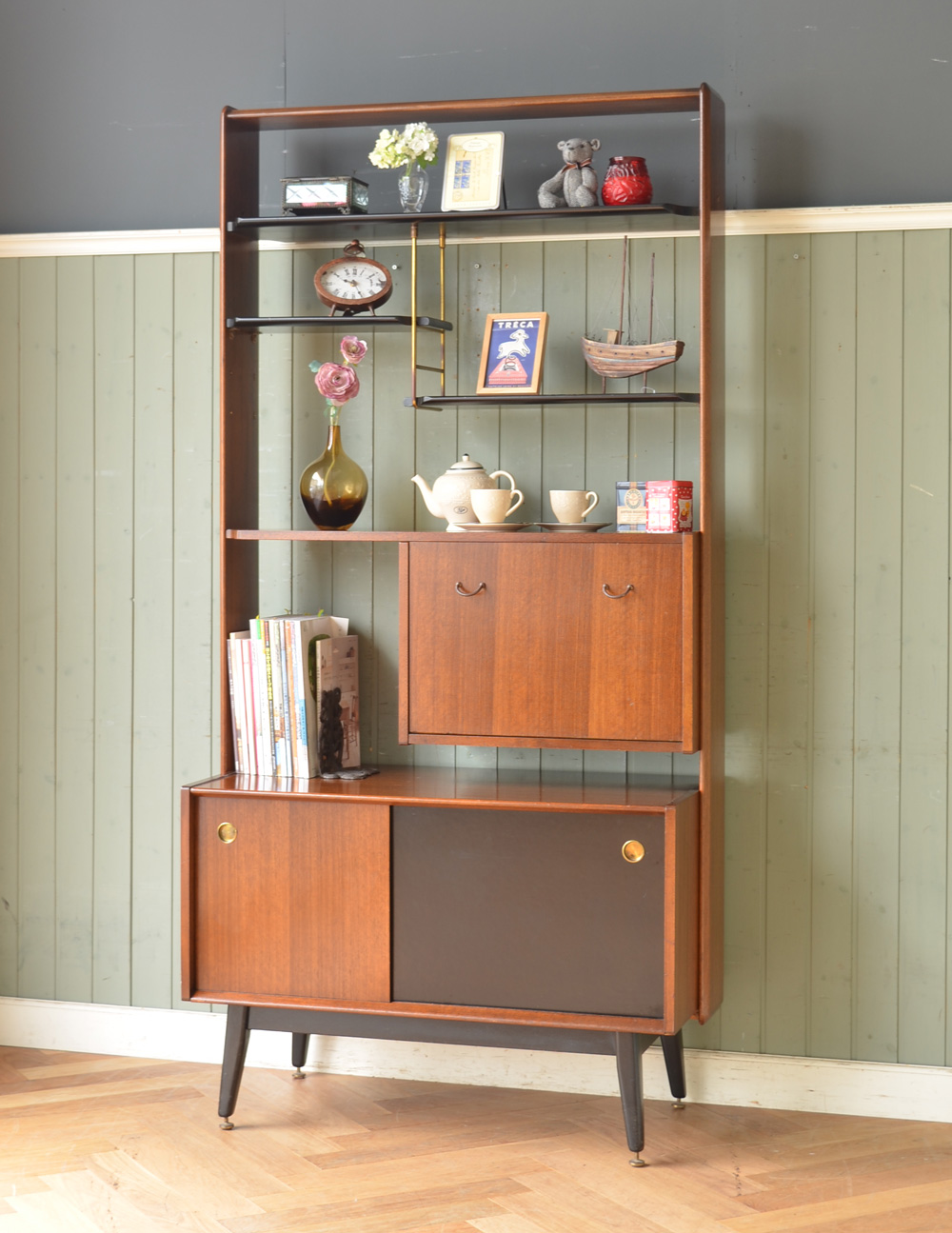 本棚や飾り棚に使えるヴィンテージ家具、チーク材のディバイダー（G