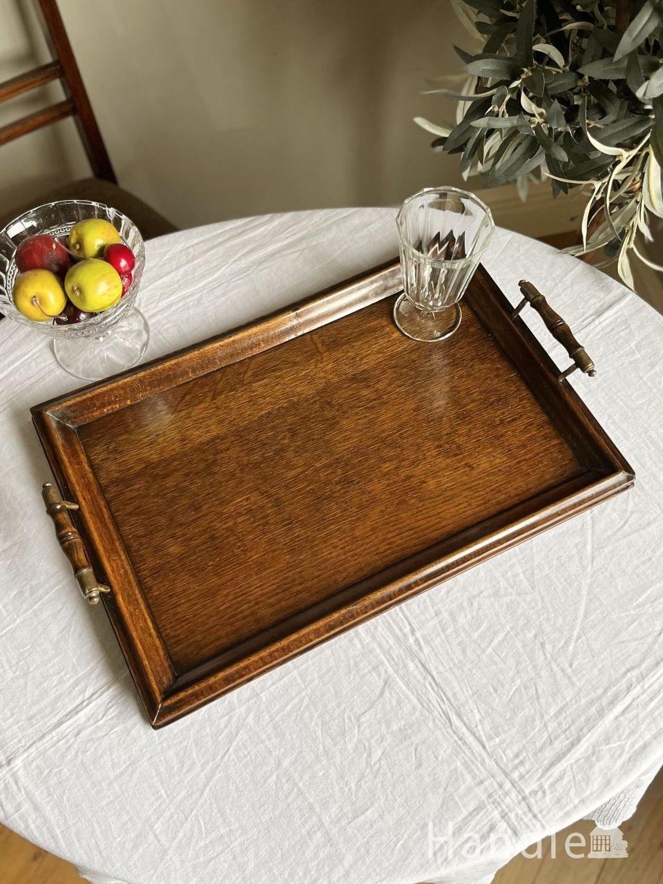 イギリスから届いた美しいアンティークトレイ、象嵌が入ったマホガニー