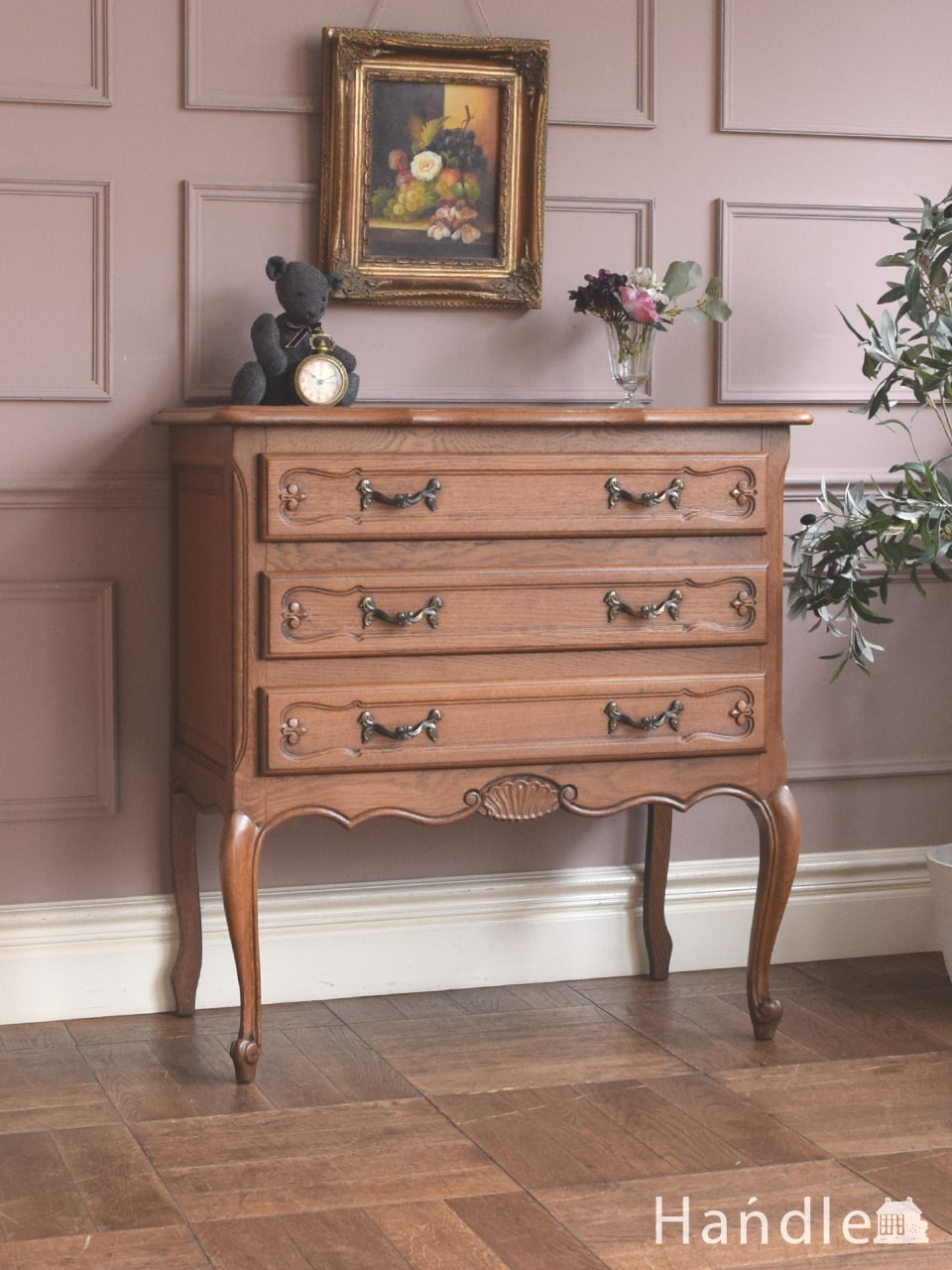 大人フレンチなアンティーク家具、ブラックペイントのチェスト(k-864-f