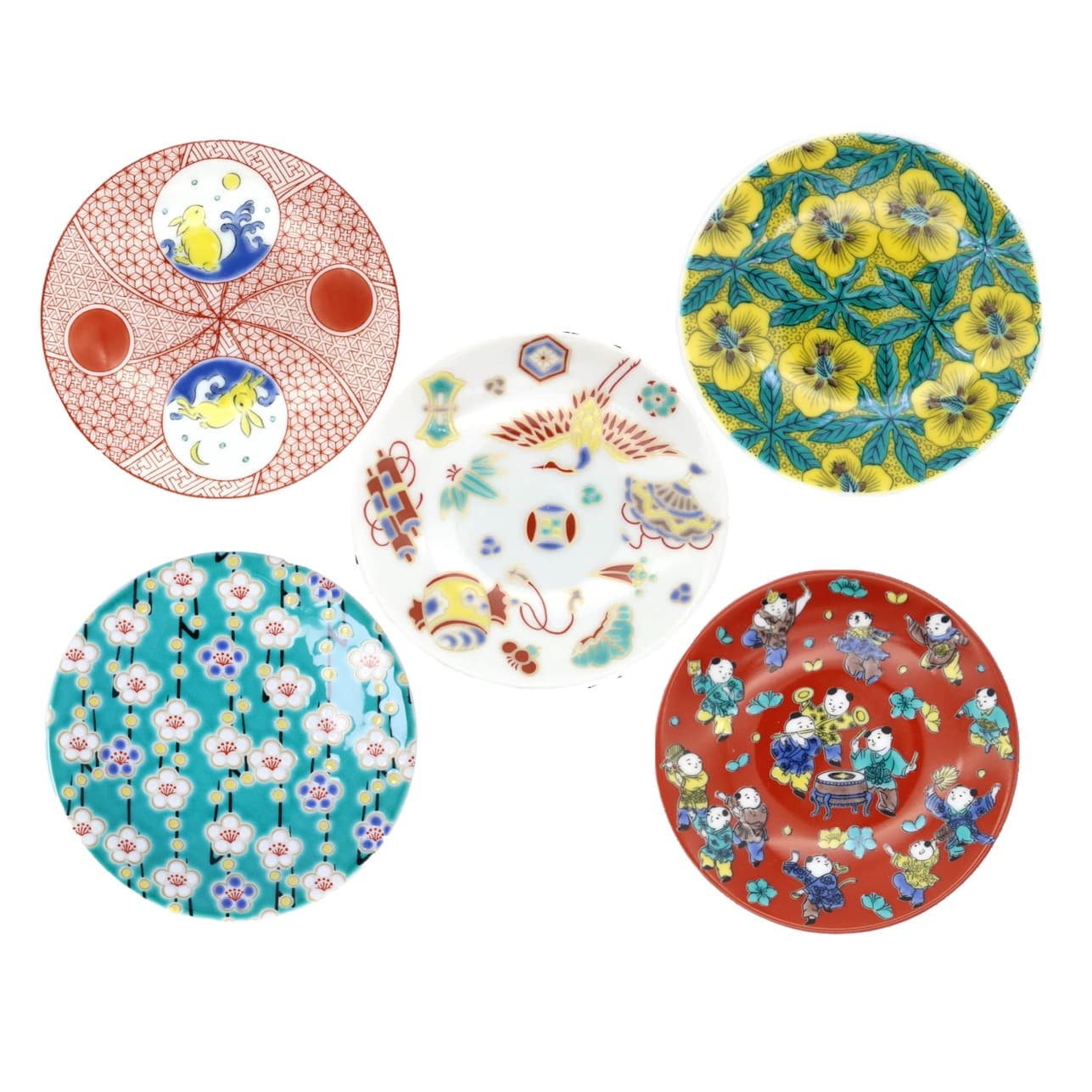 九谷焼 青郊窯 縁起豆皿吉祥5枚揃: TORIYOSE | HANEDA Shopping 羽田