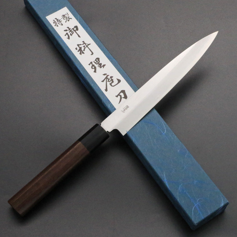 北岡英雄 （越前 助次）磨き 「たけふ」 柳刃 包丁 6寸 紫檀しのぎ柄
