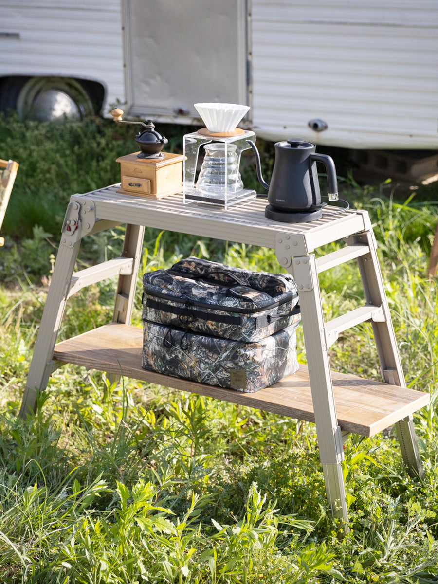 公式】長谷川工業 WHATNOT 脚部伸縮足場台 3段 サンドベージュ DRS