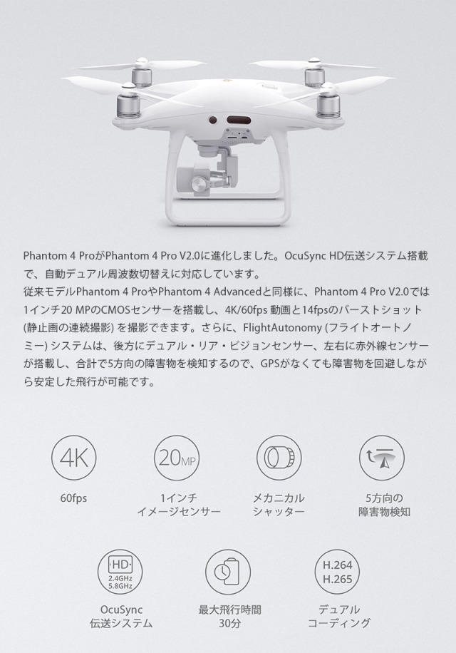 DJI PHANTOM 4 PRO PLUS V2.0（ディスプレイモニター付属・5方向障害物