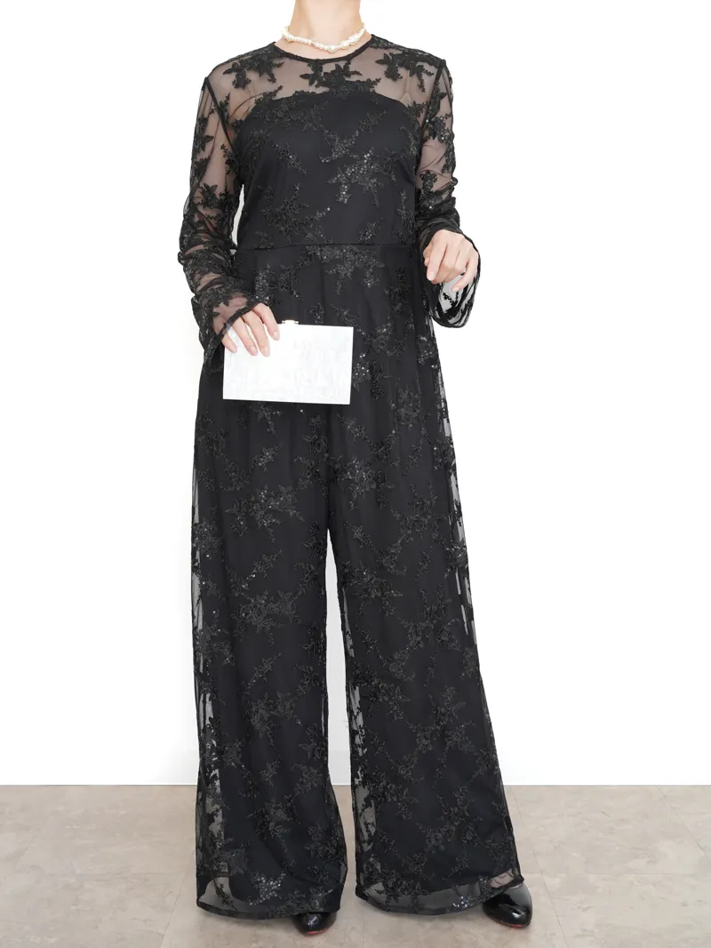 Ameri VINTAGE（アメリ ヴィンテージ）SOANGLE LACE ROMPERS（ブラック