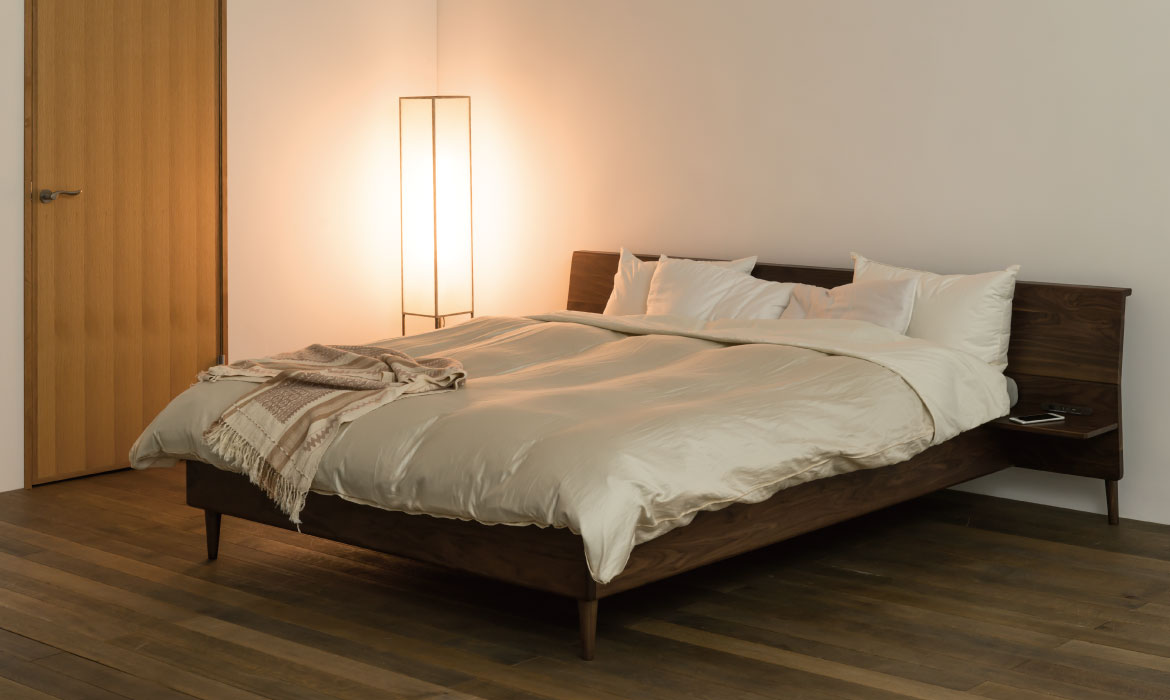 月光 左テーブル付きベッド ベッドフレームのみ | 飛騨産業株式会社