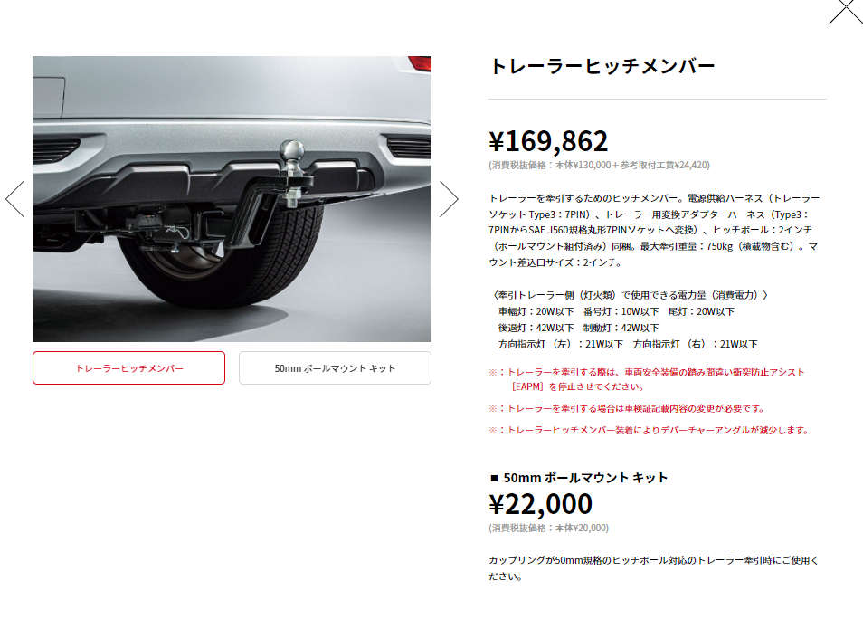 自動車メーカー純正パーツ調べ:三菱アウトランダー2022新型