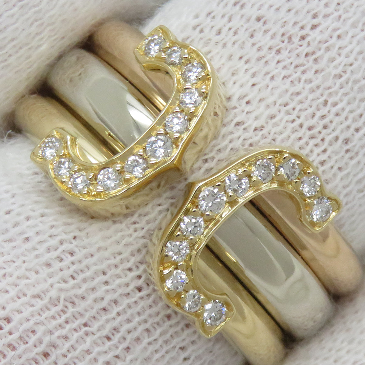 カルティエ Cartier 2Cリング ダイヤ イエローゴールドXピンクゴールド