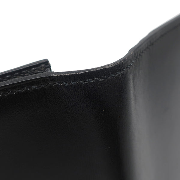 エルメス HERMES オオサカ ブラック ボックスカーフ 長財布 黒 二