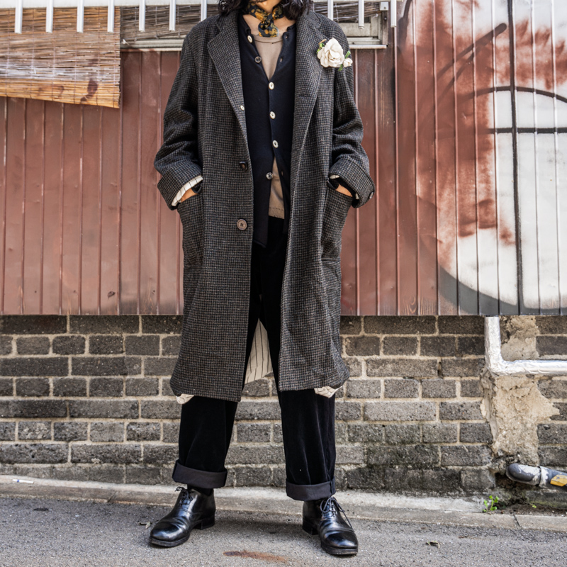 intermezzo 新品*インターメッツォ*ウールツイードチェスターコート*紺