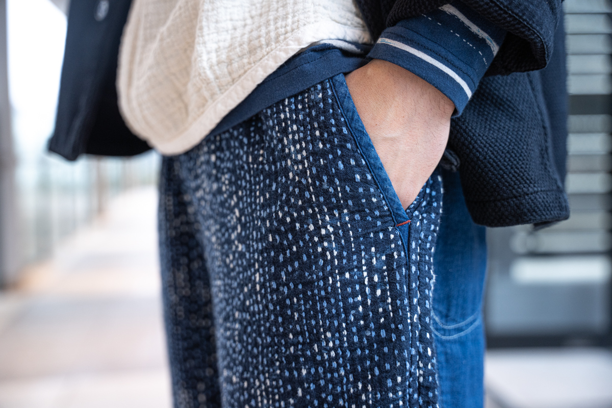 ポータークラシックの “PÈRE TANGUY” 刺し子 ワイド イージーパンツ