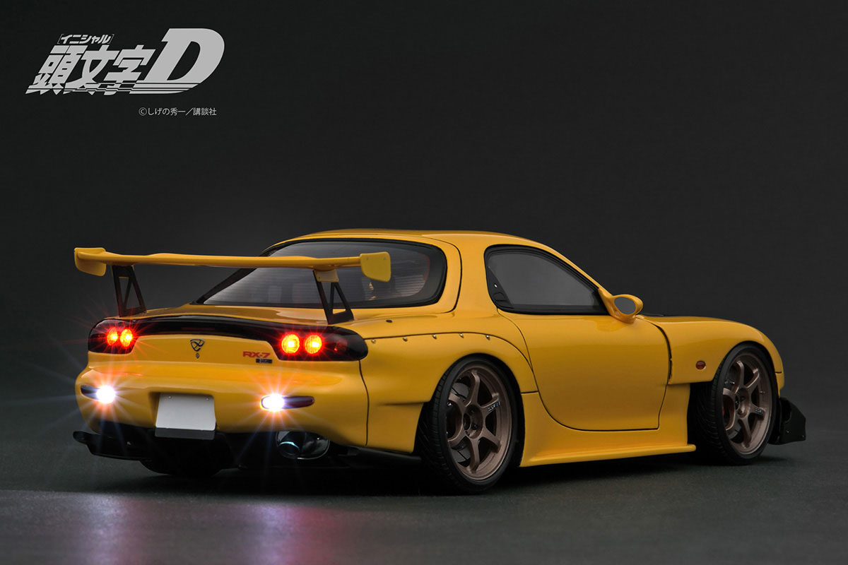 IG3801 1/18 INITIAL D Mazda RX-7 (FD3S) Yellow with LED light