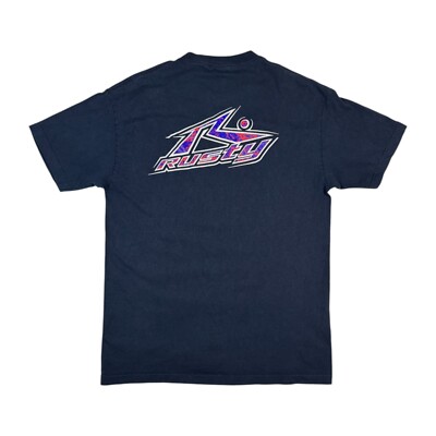 Vintage 90s Rusty Surfing T-shirt Surf Big Logo Blue Tee L | eBay