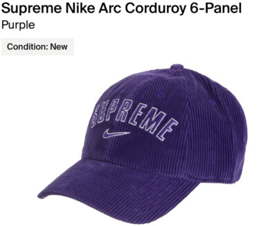 Supreme Nike Arc Corduroy 6 Panel Purple Cap!!!SS22!!!BNWT!!!!100