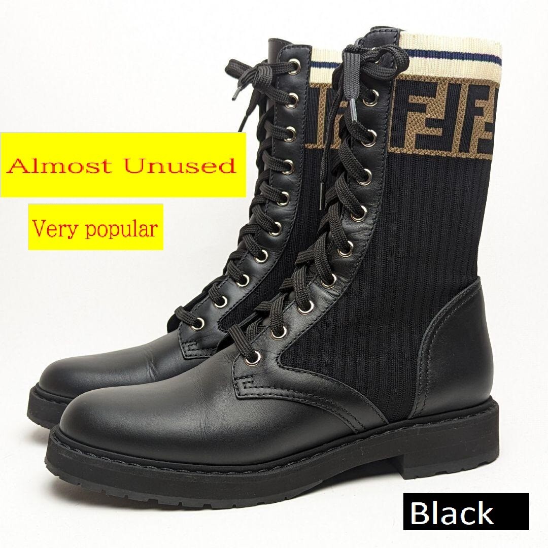 Almost Unused Authentic FENDI Combat Boots Rococo Long Boots size