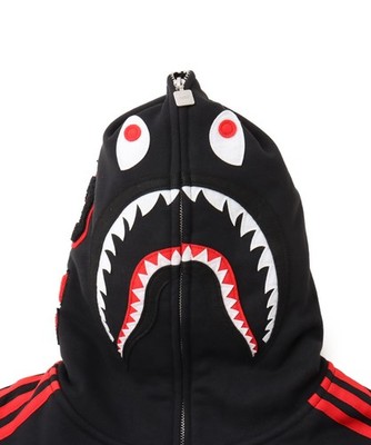 BAPE x adidas Black Jacket Hooded Full Zip Shark Hoodie Originals