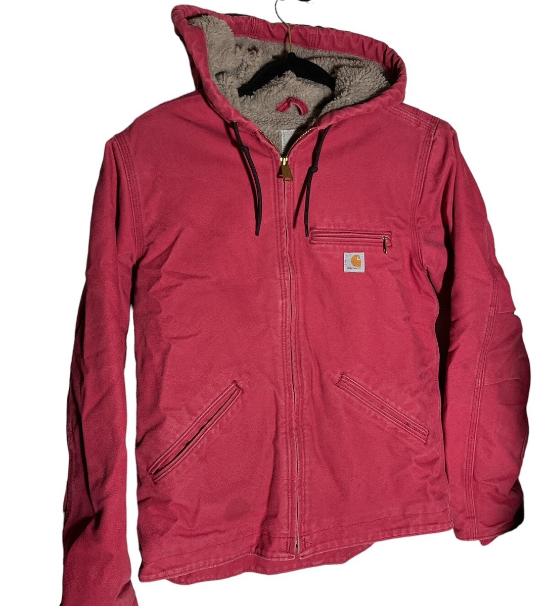 Carhartt Sherpa Lined Duck Canvas Zip Jacket Womens XS Reg Hooded