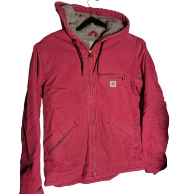 Carhartt Sherpa Lined Duck Canvas Zip Jacket Womens XS Reg Hooded