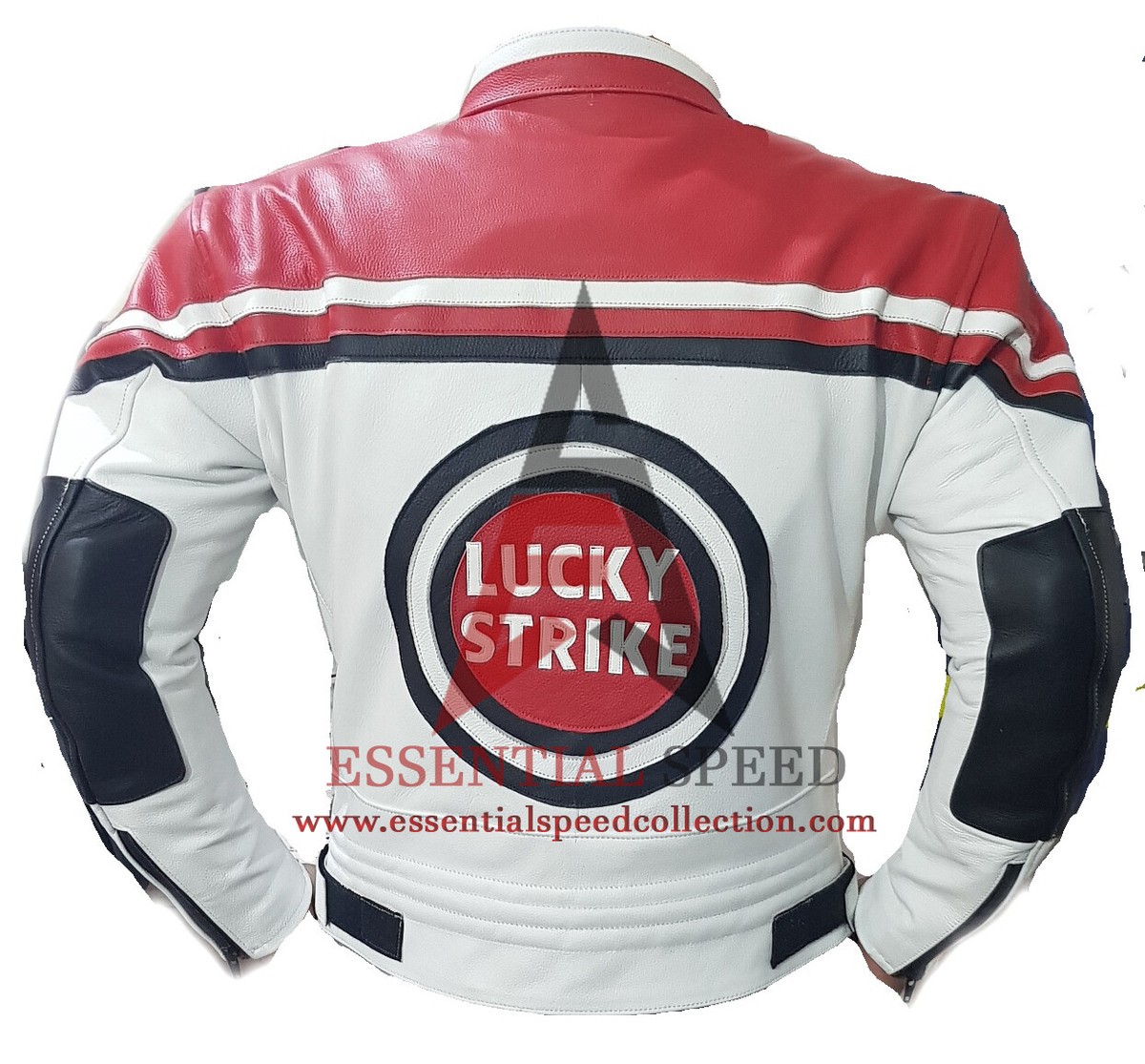 Lucky Strike Racing Motorbike Leather Jacket In Cow Hide/5 Ce