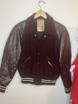 VTG 60's/70's DeLONG Sportswear Leather Varsity Jacket Sz 36 Blank