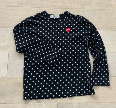Comme Des Garcons PLAY Long Sleeve Polka Dot T-shirt Black Size XL