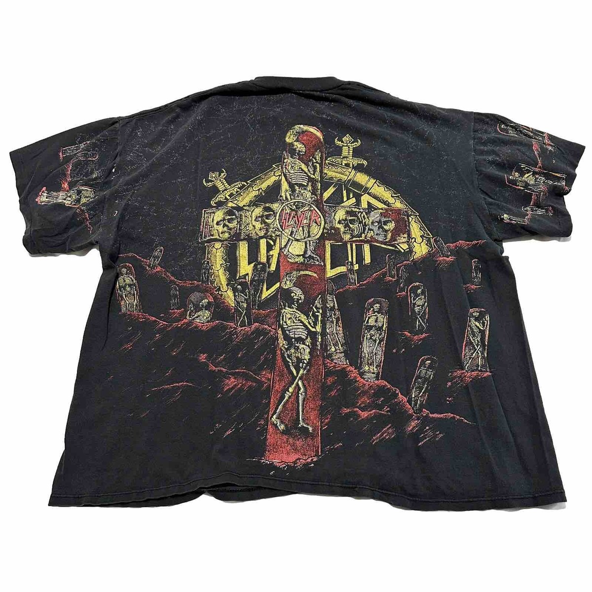 Vtg 1991 Slayer AOP Brockum Single Stitch T-Shirt Metal Band XL