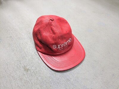 Supreme Classic 6-Panel Red Leather Cap Hat Adjustable FW16 | eBay