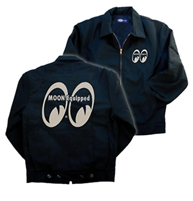 Men's Mooneyes Classic Moon Equipped Eyes Black Twill Shop Jacket