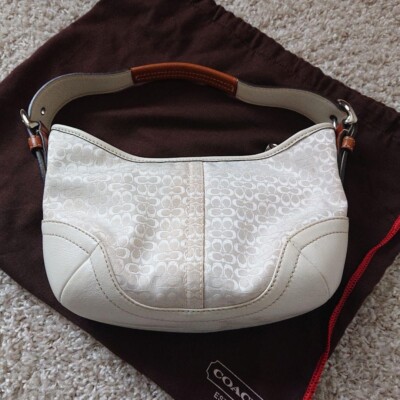 Vintage Y2K Coach 6351 Small White Signature Hobo Bag Small
