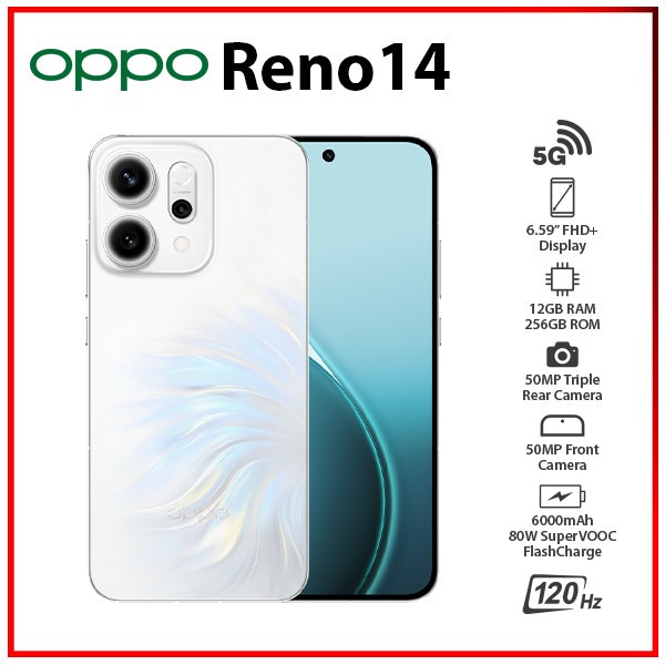 New) OPPO Reno14 5G WHITE 12GB+256GB Dual SIM Unlocked Android