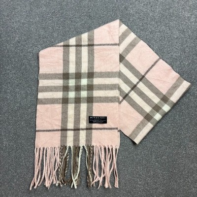 Burberry London Scarf 54x9 Inches Pink Nova Check Cashmere Wool