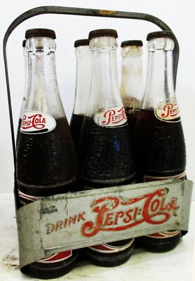 Pepsi-Cola Six Pack Aluminum Bottle Carrier with Bottles | eBay