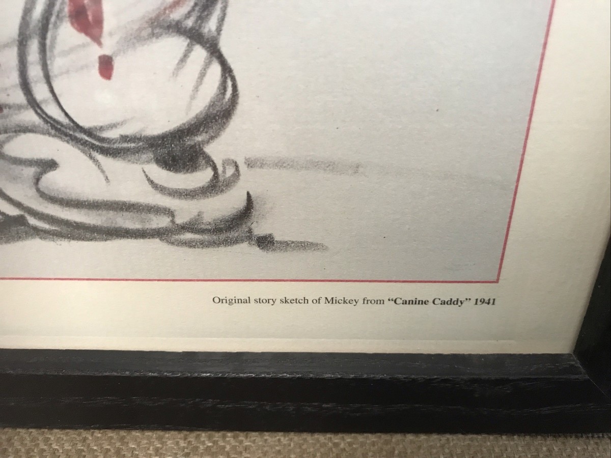 Disney Mickey Mouse “Canine Caddy” Swoosh Framed Golf Print 1941