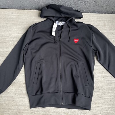 CDG Comme des Garcons PLAY Hoodie Signature Logo Zip-Front Hoodie