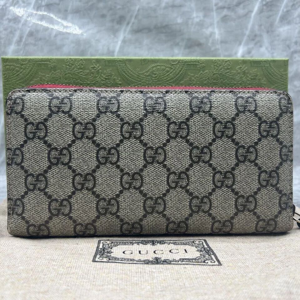 Gucci Cherry Leather Long Wallet Zip Canvas Cherrie GG Fruit Italy