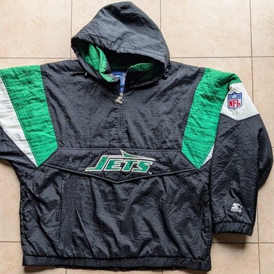 New York Jets 90s STARTER puffer Pullover 1/2 jacket L black kelly
