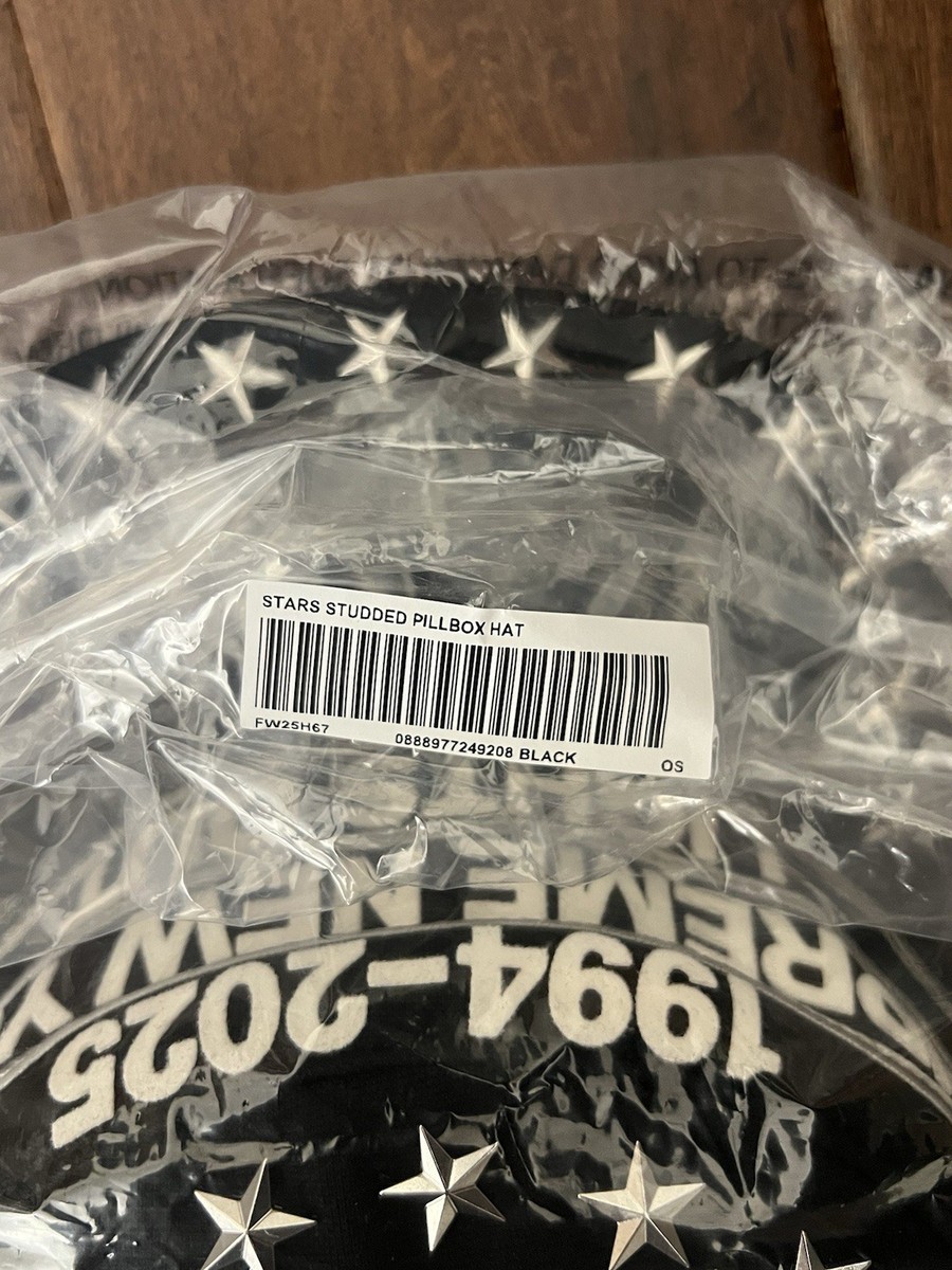 Supreme FW25 Stars Studded Pillbox Snapback Cap Hat Black One Size