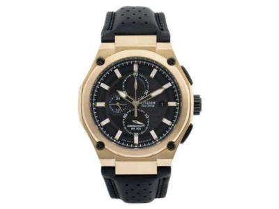 CITIZEN CA0313-07E Eco-Drive Chronograph Black Dial Rose Gold-Tone
