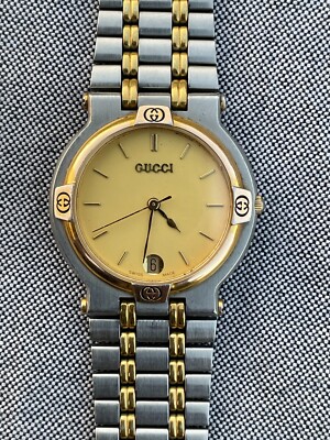 Vintage Gucci 9000M Quartz Gold And Silver Unisex Watch | eBay