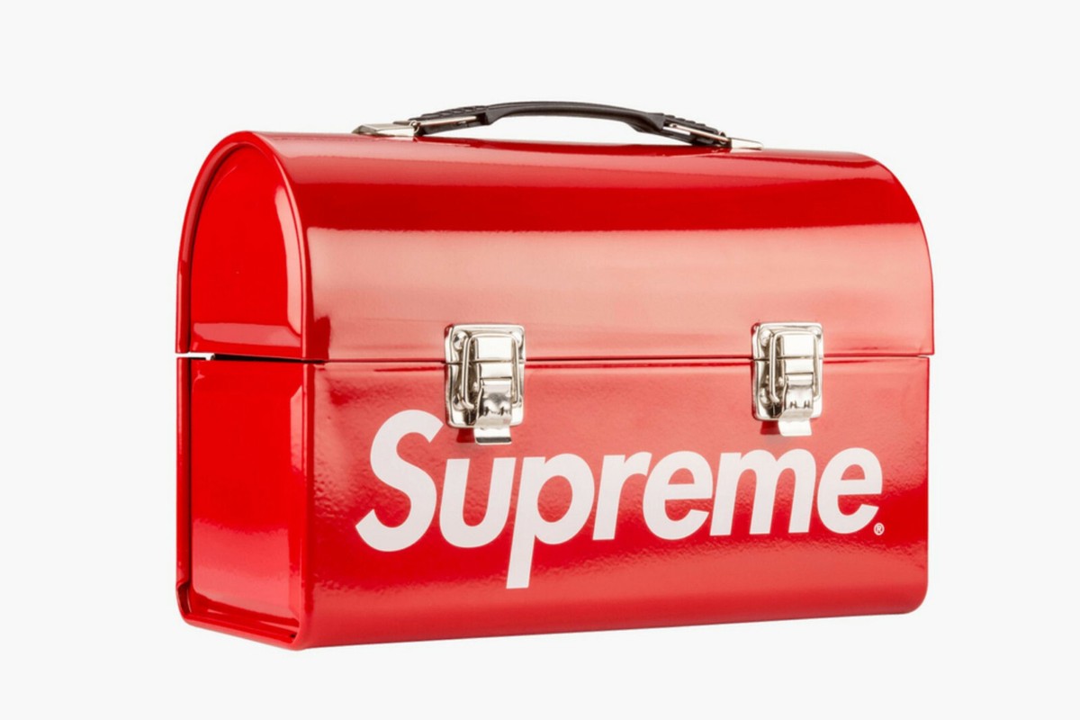 SUPREME Metal Lunch Box Storage Red Box Logo FW15 Pail Unopened