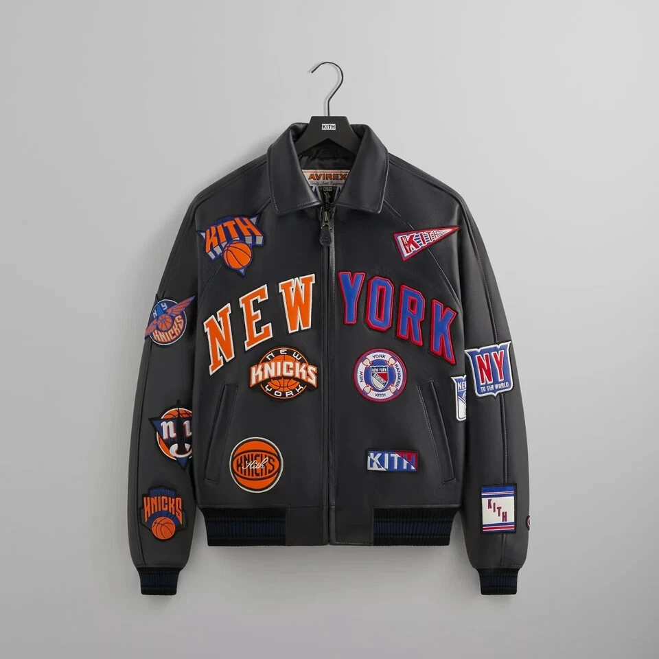 Avirex Knicks x Rangers Madison Square Garden Leather Varsity