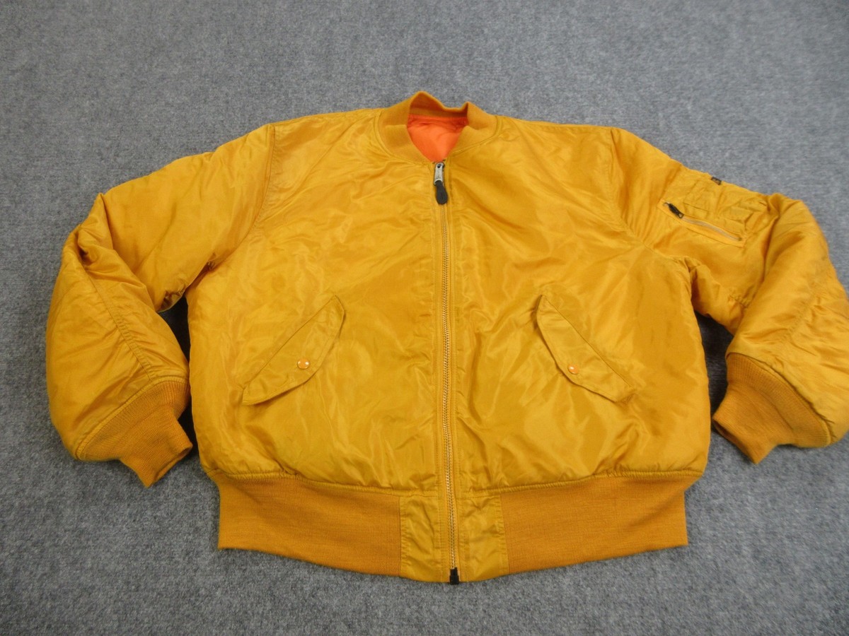 Vintage Alpha Industries MA-1 Bomber Jacket Mens 2XL Gold Orange